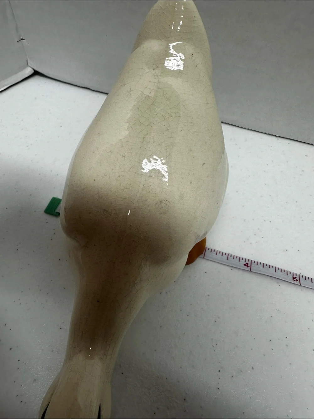 Vintage Ceramic Goose Figurine Cream Crackle Glaze Farmhouse Country Decor